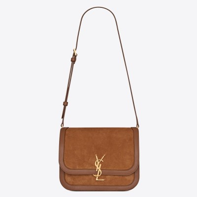 Saint Laurent Solferino Medium Soft Bag In Brown Suede YSLBS81335