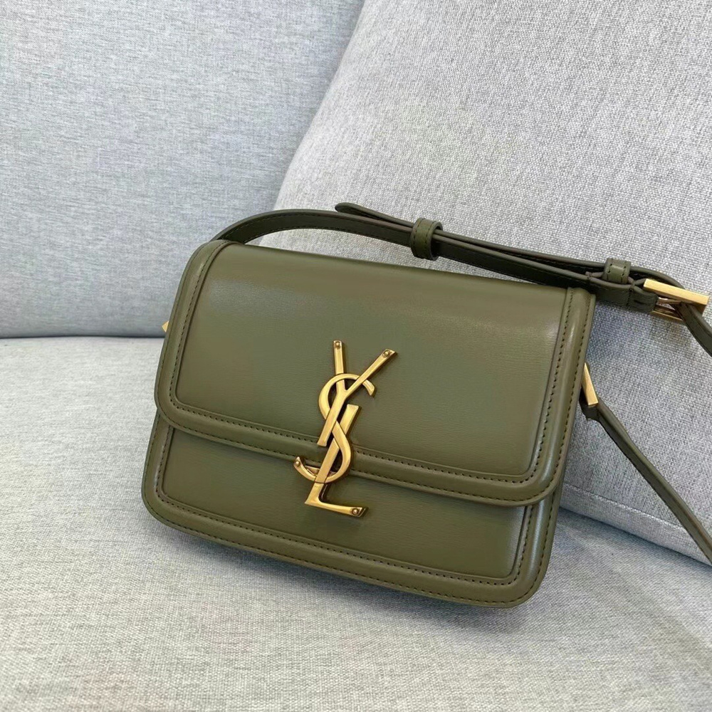 Saint Laurent Solferino Small Bag In Khaki Calfskin YSLBS81340