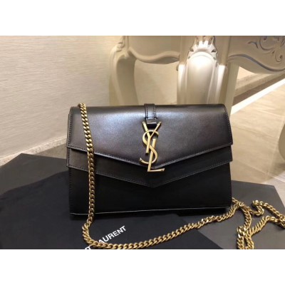 Saint Laurent Sulpice Chain Wallet In Black Smooth Leather YSLBS81419