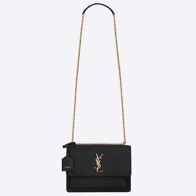 Saint Laurent Sunset Medium Bag In Black Calfskin YSLBS81348