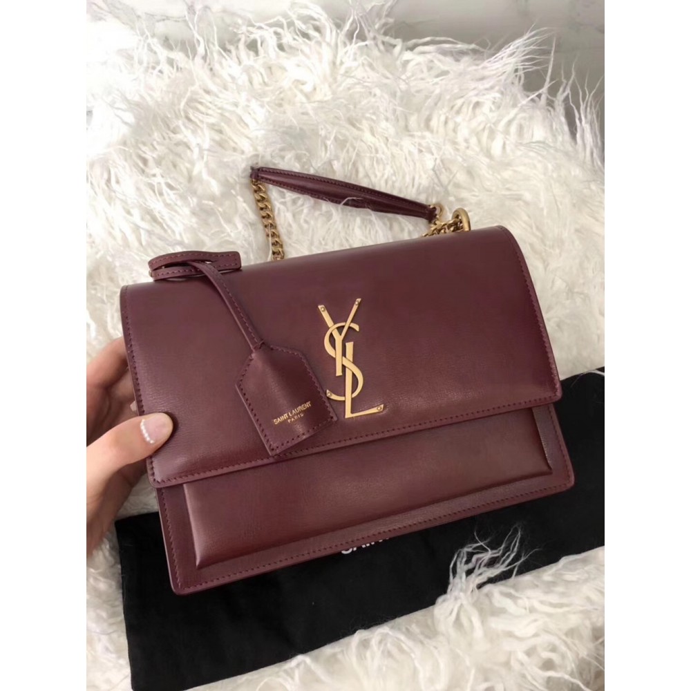 Saint Laurent Sunset Medium Bag In Bordeaxu Calfskin YSLBS81354