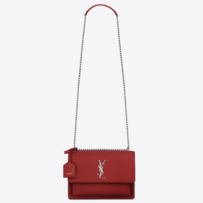 Saint Laurent Sunset Medium Bag In Red Calfskin YSLBS81360