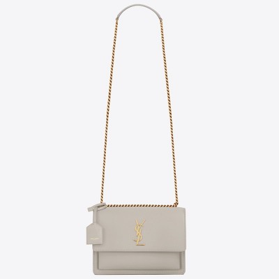 Saint Laurent Sunset Medium Bag In White Calfskin YSLBS81362