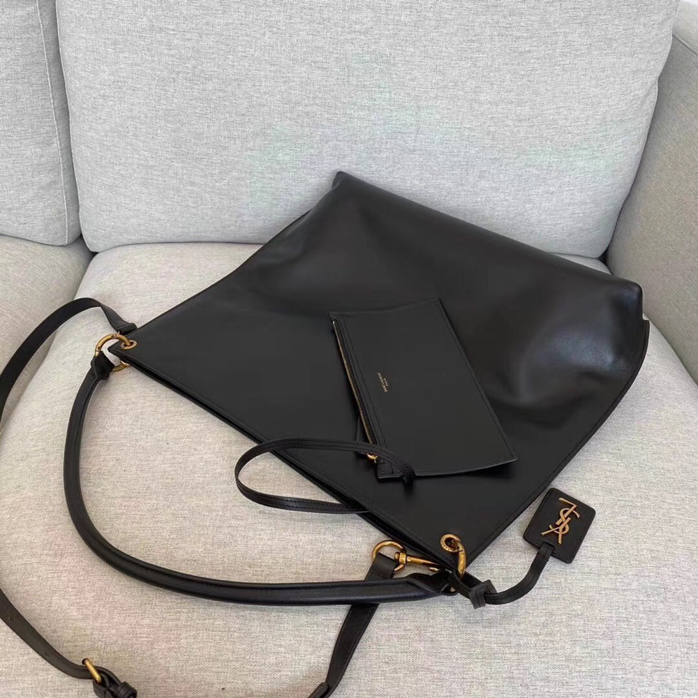 Saint Laurent Tag Hobo Bag In Black Calfskin YSLBS81407