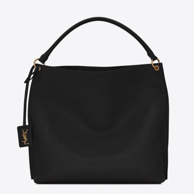 Saint Laurent Tag Hobo Bag In Black Calfskin YSLBS81407