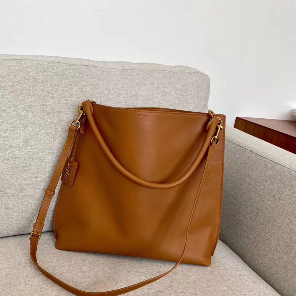 Saint Laurent Tag Hobo Bag In Brown Calfskin YSLBS81408