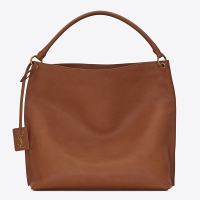 Saint Laurent Tag Hobo Bag In Brown Calfskin YSLBS81408