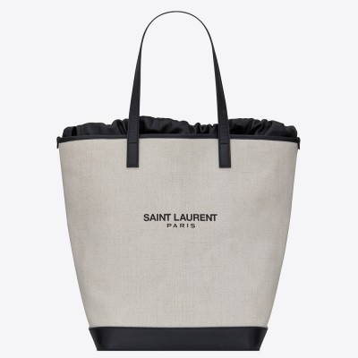 Saint Laurent Teddy Shopping Bag In Linen Canvas YSLBS81411