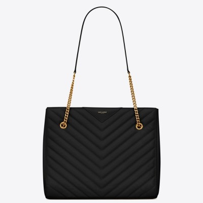 Saint Laurent Tribeca Small Shopping Bag In Black Grained Leather YSLBS81413