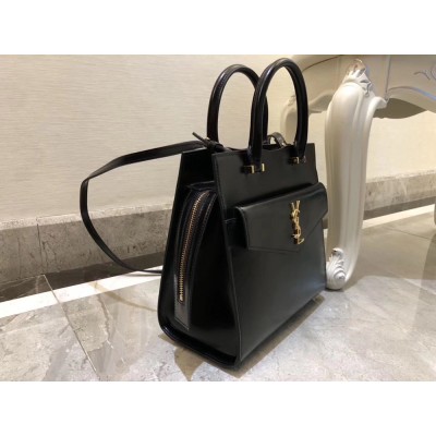 Saint Laurent Uptown Small Tote In Black Smooth Leather YSLBS81414