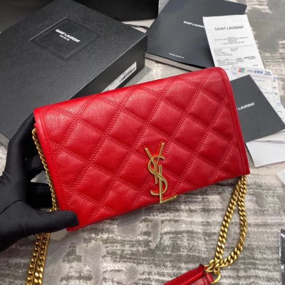 Saint Laurent WOC Becky Chain Wallet In Red Lambskin YSLBS81440