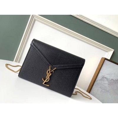 Saint Laurent WOC Cassandra Chain Wallet In Black Leather YSLBS81442