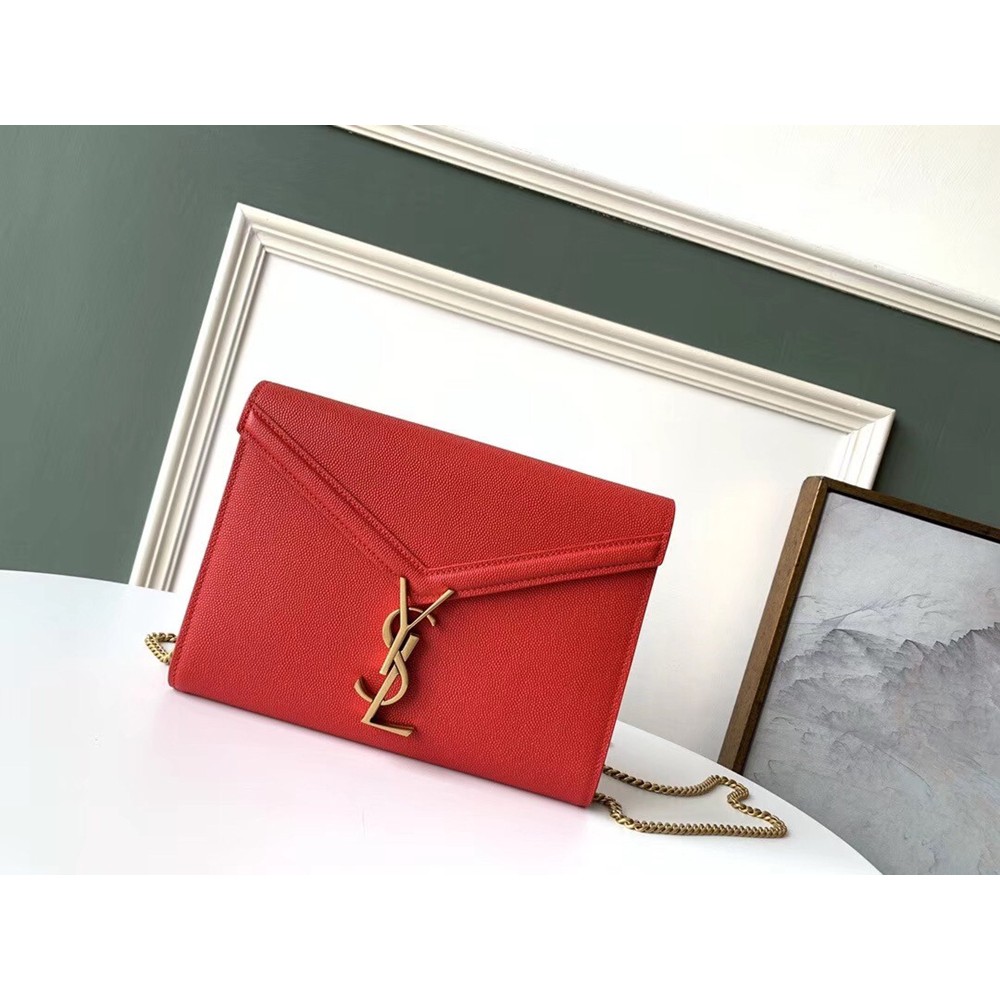 Saint Laurent WOC Cassandra Chain Wallet In Red Leather YSLBS81443