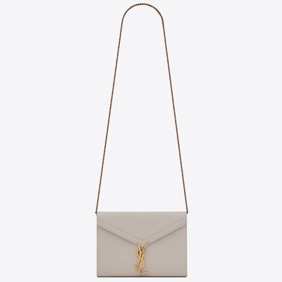 Saint Laurent WOC Cassandra Chain Wallet In White Leather YSLBS81444