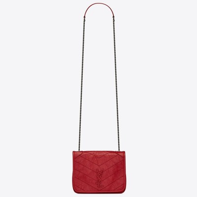 Saint Laurent WOC Niki Chain Wallet In Red Crinkled Leather YSLBS81458