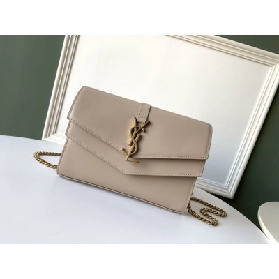 Saint Laurent WOC Sulpice Chain Wallet In Beige Calfskin YSLBS81461