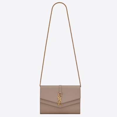 Saint Laurent WOC Sulpice Chain Wallet In Beige Calfskin YSLBS81461