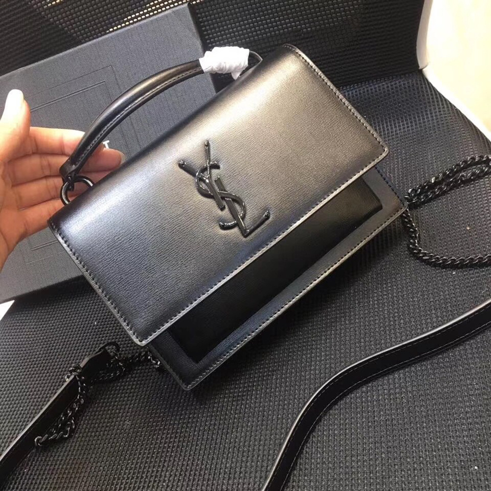 Saint Laurent WOC Sunset Chain Wallet All Black YSLBS81463