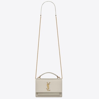 Saint Laurent WOC Sunset Chain Wallet In White Calfskin YSLBS81469