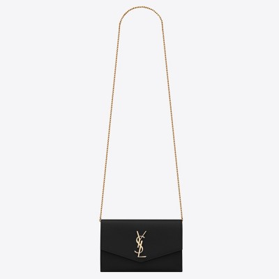 Saint Laurent WOC Uptown Chain Wallet In Black Leather YSLBS81470