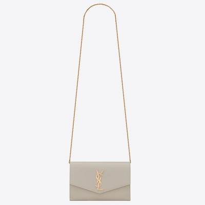 Saint Laurent WOC Uptown Chain Wallet In White Leather YSLBS81472