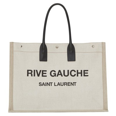 Saint Laurent White Linen Rive Gauche Tote Bag YSLBS81416