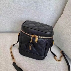 Saint Laurent 80's Vanity Bag In Black Quilted Grained Leather YSLBS81002