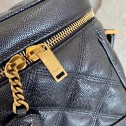 Saint Laurent 80's Vanity Bag In Black Quilted Grained Leather YSLBS81002