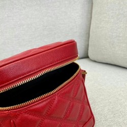 Saint Laurent 80's Vanity Bag In Red Quilted Grained Leather YSLBS81003