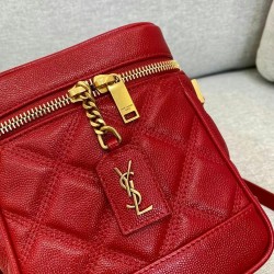 Saint Laurent 80's Vanity Bag In Red Quilted Grained Leather YSLBS81003