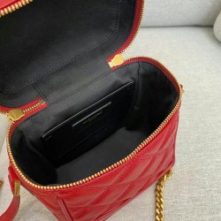 Saint Laurent 80's Vanity Bag In Red Quilted Grained Leather YSLBS81003