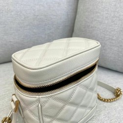 Saint Laurent 80's Vanity Bag In White Quilted Grained Leather YSLBS81004