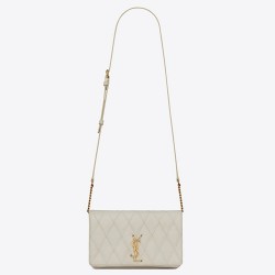 Saint Laurent Angie Chain Bag In White Diamond Lambskin YSLBS81008