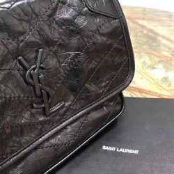 Saint Laurent Baby Niki Chain Bag In Black Crinkled Leather YSLBS81012