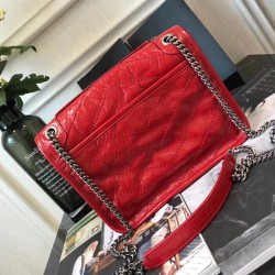 Saint Laurent Baby Niki Chain Bag In Red Crinkled Leather YSLBS81013