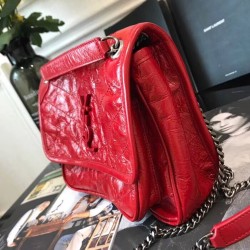 Saint Laurent Baby Niki Chain Bag In Red Crinkled Leather YSLBS81013