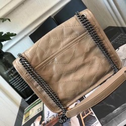 Saint Laurent Baby Niki Chain Bag In Taupe Crinkled Leather YSLBS81015