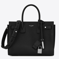 Saint Laurent Baby Sac de Jour Souple Bag In Black Grained Leather YSLBS81016