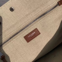 Saint Laurent Beige Linen Rive Gauche Tote Bag YSLBS81021