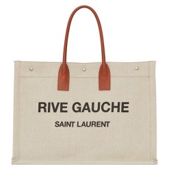 Saint Laurent Beige Linen Rive Gauche Tote Bag YSLBS81021