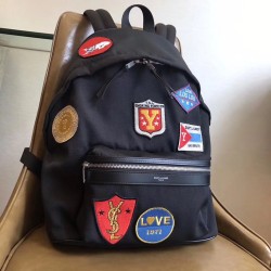 Saint Laurent Black City Backpack With Patches YSLBS81026