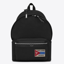 Saint Laurent Black City Backpack With Pocket Patch YSLBS81027