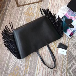 Saint Laurent Black Fringed Shopping Tote Bag YSLBS81030