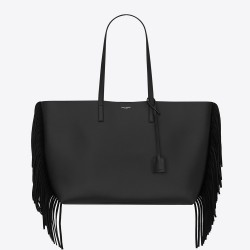 Saint Laurent Black Fringed Shopping Tote Bag YSLBS81030