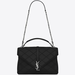 Saint Laurent Black Large Stitched Diamond Matelasse College Bag YSLBS81032