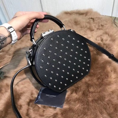 Saint Laurent Black Mica Hot Box Studs Bag YSLBS81035