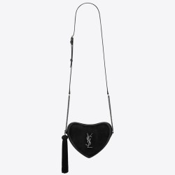 Saint Laurent Black Monogram Heart Cross Body Bag YSLBS81037