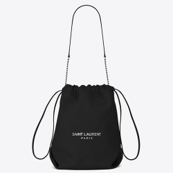 Saint Laurent Black Teddy Drawstring Bag YSLBS81044