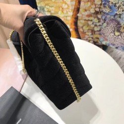 Saint Laurent Black Velvet Small Loulou Chain Bag YSLBS81046