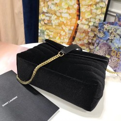 Saint Laurent Black Velvet Small Loulou Chain Bag YSLBS81046